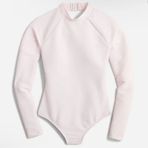 J. Crew Other - J. Crew Active Ribbed Long Sleeve One-Piece Swimsuit Rash Guard Pink NWT Size 6